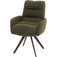 MCW Eetkamerstoel -G66, keukenstoel, draaibare autostand stof/textiel bouclé MVG ~ groen, met armleuning