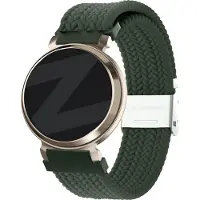 Bandz gevlochten nylon band 14mm - Hoogwaardig rekbaar nylon bandje met klemsluiting geschikt voor Garmin Lily 2 (alleen tweede versie) - groen