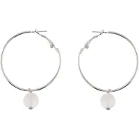 Behave Oorbellen - oorringen - zilver kleur - witte - kraal van natuursteen - 4 cm