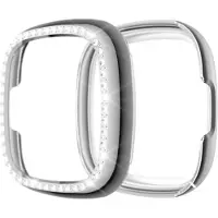 Strap-it Diamond PC Hard Case – Geschikt voor Fitbit Versa 3 – Zilver – Hoesje – Beschermhoes – Protector – Bescherming