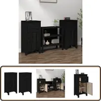 vidaXL Dressoirs 2 st 40x35x80 cm massief grenenhout zwart