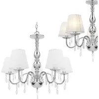 Lux.pro [] Kroonluchter 5 - armig - Isabelle - chroom, wit