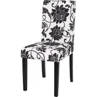 Mendler Littau eetkamerstoel, keukenstoel, stof/textiel ~ jacquard zwart, donkere poten