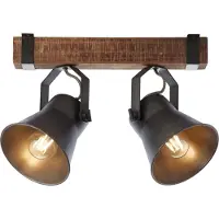 Brilliant 2-lichts plafondlamp Decca zwart met bruin