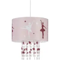 Relaxdays hanglamp meisjes - plafondlamp ballerina - kinderlamp roze - lamp kinderkamer