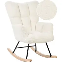 Beliani OULU - Schommelstoel - Wit - Bouclé