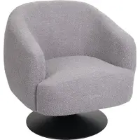 MCW Loungestoel -J76, draaibare cocktail fauteuil, bouclé stof metaal ~ lichtgrijs