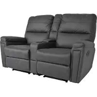 Mendler 2-zits bioscoopfauteuil -K17, relaxfauteuil TV fauteuil bank, nosa ophanging bekerhouder vak ~ stof/textiel donkergrijs