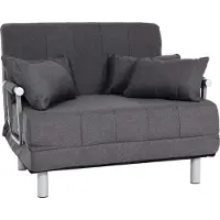Mendler -K29, inklapbare fauteuil slaapbank logeerbed, ligvlak 186x97cm stof (270g/m²) ~ donkergrijs