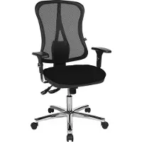 Topstar Head Point Deluxe bureaustoel, met armleuningen, synchroonmechanisme, voorgevormde zitting, netrugleuning, zwart/aluminiumzilver