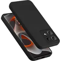 Cadorabo Hoesje geschikt voor Motorola Edge 50 Pro in LIQUID ZWART - Beschermhoes gemaakt van flexibel TPU silicone Case Cover