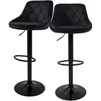 ML-Design Set van 2 barkrukken Holly velvet | fluweel zwart 37x106x47 cm barkrukken | NADUVI