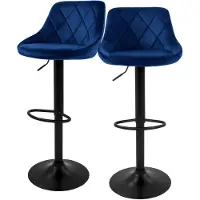 ML-Design Set van 2 barkrukken Holly velvet | fluweel blauw 37x106x47 cm barkrukken | NADUVI