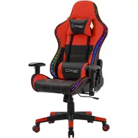 ML-Design Gamestoel Xana met RGB-verlichting en Bluetooth speakers | kunstleer rood 66x132x68 cm gamestoelen | NADUVI