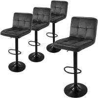 ML-Design Set van 4 barkrukken Abigail velvet | fluweel grijs 45x112x50 cm barkrukken | NADUVI