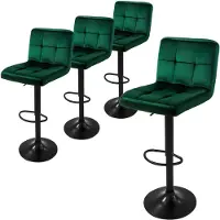 ML-Design Set van 4 barkrukken Abigail velvet | fluweel groen 45x112x50 cm barkrukken | NADUVI