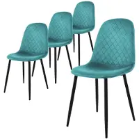 ML-Design Set van 4 eetkamerstoelen Wisk velvet | fluweel turquoise 44x89x51 cm eetkamerstoelen | NADUVI
