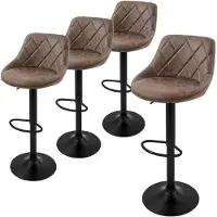 ML-Design Set van 4 barkrukken Holly kunstleer | kunstleer bruin 37x106x47 cm barkrukken | NADUVI