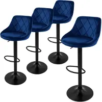 ML-Design Set van 4 barkrukken Holly velvet | fluweel blauw 37x106x47 cm barkrukken | NADUVI