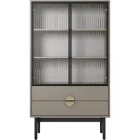 Selsey Vitrinekast Stoon | Design spaanplaat grijs 85x150x41 cm vitrinekasten | NADUVI