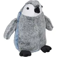 Relaxdays deurstopper pinguïn - stof - zandvulling - decoratief - knuffel - 25 x 24 x 17 cm - grijs-blauw