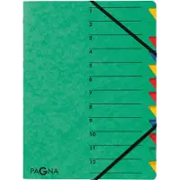 Pagna 24131-03 trieur a4 easy en carton avec 12 onglets colorés (vert)