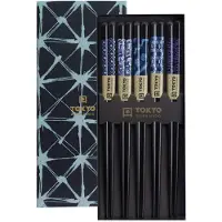 Tokyo Design Studio - Eetstokjes Geschenkset - Blue Mixed Designs - 5 Paar - 22,5 cm
