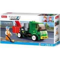 Sluban Town vuilniswagen bouwspeelgoed kinderen vanaf 6 jaar – Constructiespeelgoed modelbouw – bouwdoos met 118 bouwstenen – M38-B0781B