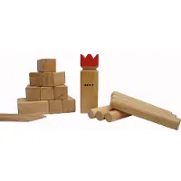 Bex Kubb Pro – Officiële European Kubb Championships 2026 Set – Zweeds Vikingschaak – Premium Buitenspel – Massief Rubberhout – Koning Met Rode Kroon – Vanaf 8 Jaar – Inclusief Draagtas
