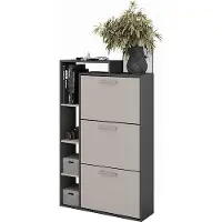 Vicco Orlando Schoenenkantelaar – 80 x 128.3 cm met 3 compartimenten Antraciet/grijs