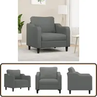 vidaXL - Fauteuil - 60 - cm - stof - donkergrijs