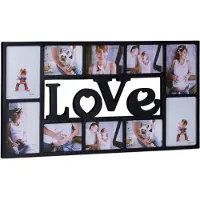 Relaxdays fotolijst LOVE - 10 foto‘s - collagelijst - wandmontage - galerijlijst - collage zwart