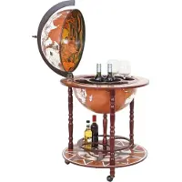MCW Globe bar -D86, minibar huisbar wijnrek, globe Ø 45cm oprolbaar eucalyptushout MVG-gecertificeerd