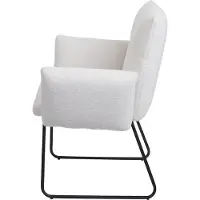 Mendler Set van 2 eetkamerstoelen -K34, keukenstoel gestoffeerde stoel armleuning, Oeko-Tex bouclé stof/textiel metaal MVG ~ wit