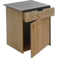 MCW Ladekast -L76, nachtkastje bijzettafel, industrieel massief hout MVG-gecertificeerd 60x50x40cm, naturel met metaal look