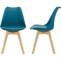 En.casa Eetkamerstoel Dubrovnik set van 2 kunstleer en beuken turquoise