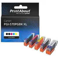 PrintAbout Inktcartridge PGI-570PGBK XL (CLI-571) 5-kleuren Multipack Hoge capaciteit geschikt voor Canon
