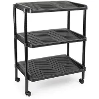 PlasticForte Plastic Forte Schoenenrek - kunststof - 3-laags - zwart - 50 x 30 x 63 cm - schoenenbank - op wielen