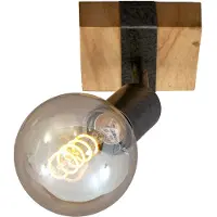Briloner Wood basic - Wandlamp - spot draaibaar - E27 - hout en metaal - zwart