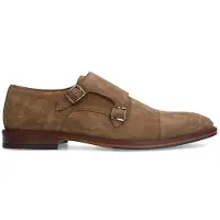 Manfield Taupe suède gespschoenen | Maat 43