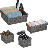 Relaxdays opbergmand set van 4 - gevlochten - met metalen frame - badkamer - woonkamer