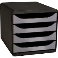Exacompta Ladekastje Grijs, zwart 4 Lades 27,8 x 34,7 x 26,7 cm