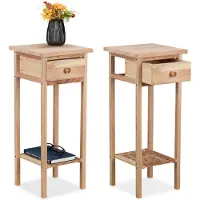 Relaxdays nachtkastje set van 2 - met lade - 60 cm hoog - tot 10 kg - hout