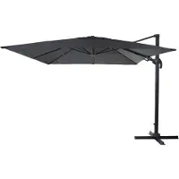Mendler Zweefparasol -A96, 3x4m (Ø5m) draaibaar, polyester/aluminium 26kg ~ antraciet zonder voet
