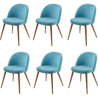 MCW Set van 6 eetkamerstoel -D53, stoel keukenstoel, retro jaren 50 design fluweel ~ turquoise