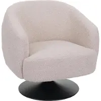 MCW Lounge fauteuil -J76, draaibare cocktail fauteuil, bouclé stof metaal ~ crème-beige
