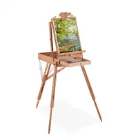 Relaxdays veldezel met kist - volwassenen - verstelbaar - draagbaar - driepoot - groot - hout