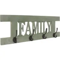 MCW Wandkapstok -C60 Familie, kapstok, kapstokpaneel, shabby look vintage 60x21cm ~ groen, shabby