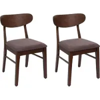 MCW Set van 2 eetkamerstoelen -M59, keukenstoel Stoel, stof/textiel massief hout ~ donker frame, taupe
