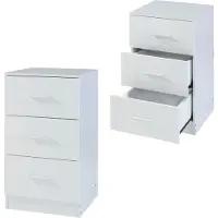 En.casa Nachtkastje Aurdal set van 2 met 3 lades 66x37x34,5 cm wit hoogglans